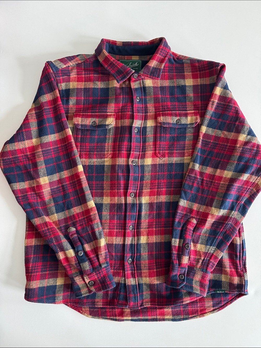 Woolrich Thick Red Navy and Cream Plaid Long Sleeve Shirt